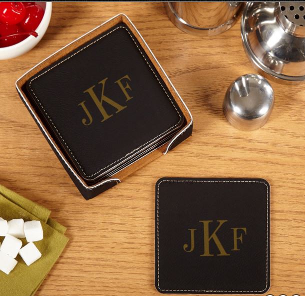 Black  Leather Coasters WAUCUST53710A