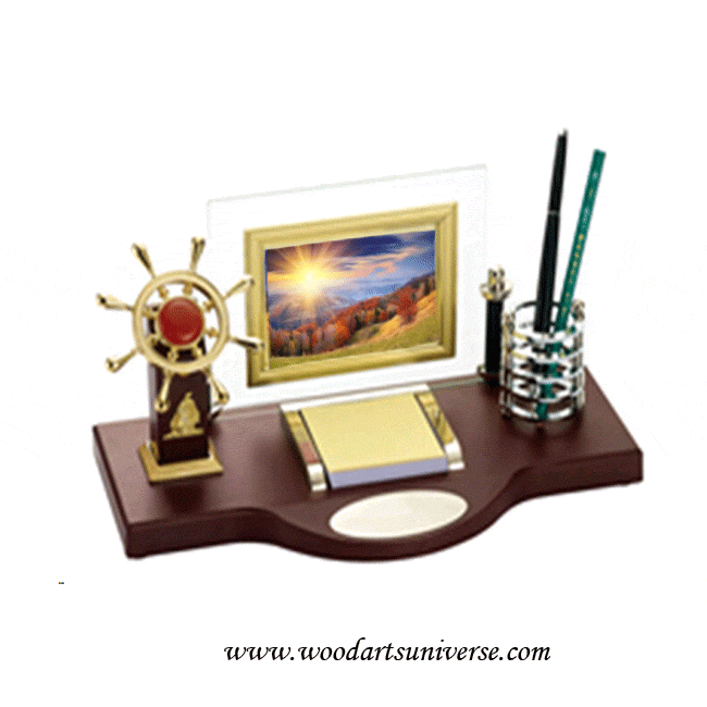 Beautiful Desktop Organizer With Ship Wheel And Picture Frame WASSBHB011000
