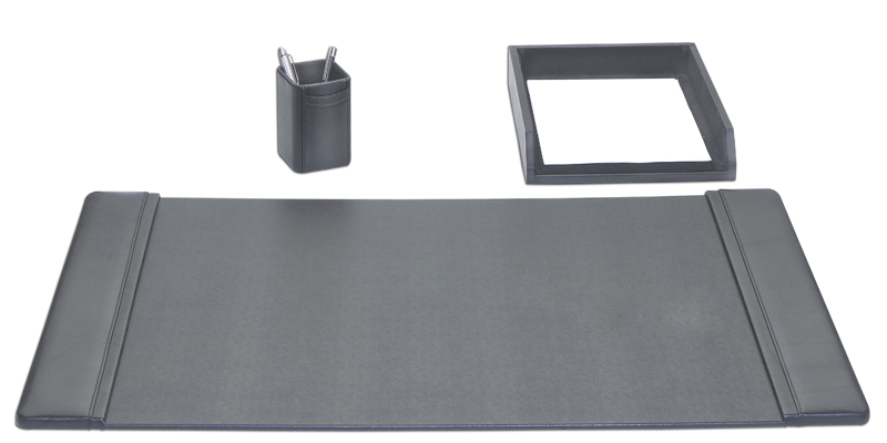 Black Leather 3 Piece Desk Set WAUCUSD1037