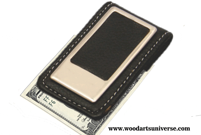 Black Leatherette Money Clip