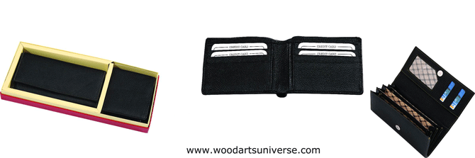 Black Leatherette Wallet Set WAUIS6180