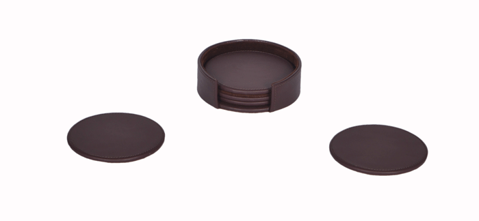 Brown Genuine Leather Coasters WAURBL120
