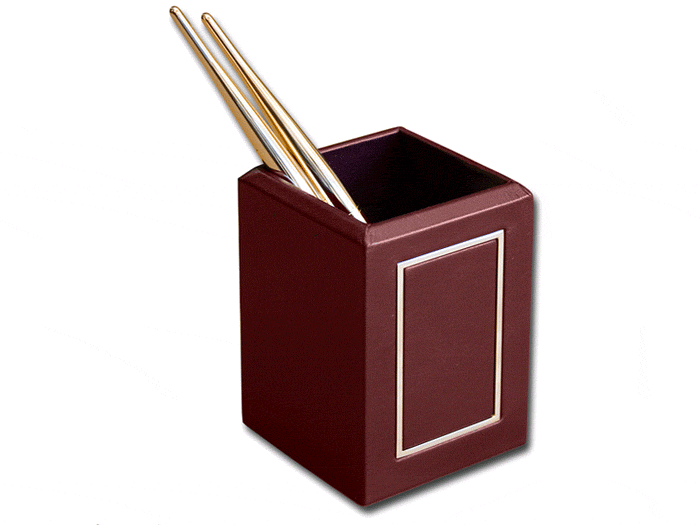 Burgundy 24kt Gold Tooled Leather Pencil Cup WAURL5610