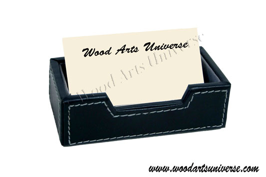 Business Card Holder - Black Top Grain Leather - WASL9E