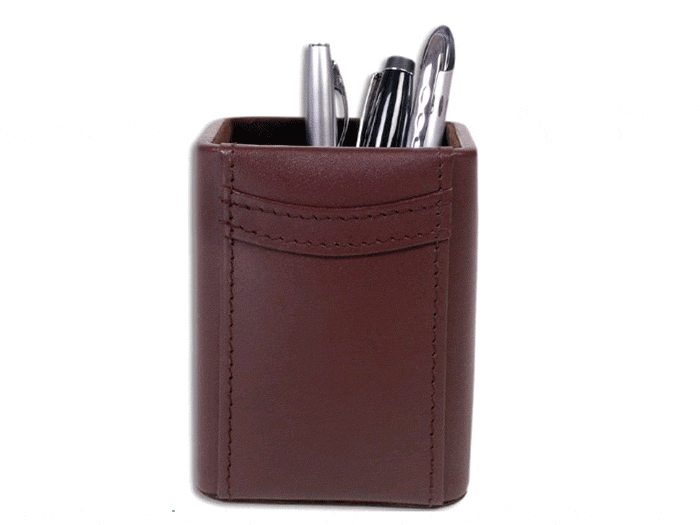 Chocolate Brown Leather Pencil Cup  WAUCUSTA34101