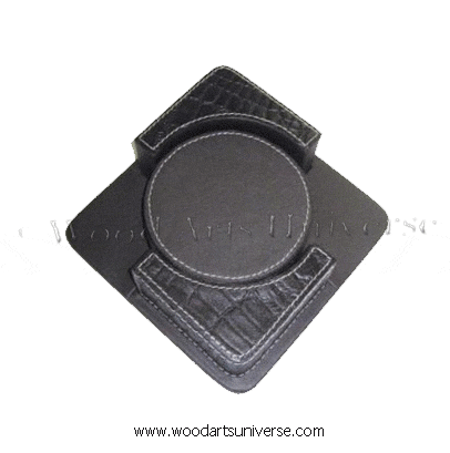 Croco Leather Coasters  With Square Caddy - WAUS1022ID