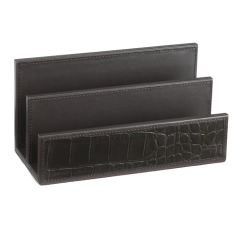Dark Chocolate Crocodile Embossed Leather Letter Holder  WAUCUST13100