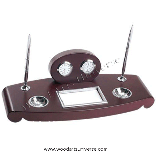 Desk Organizer with Double Pen Stand ,Clock and Hygrometer WASCB0087