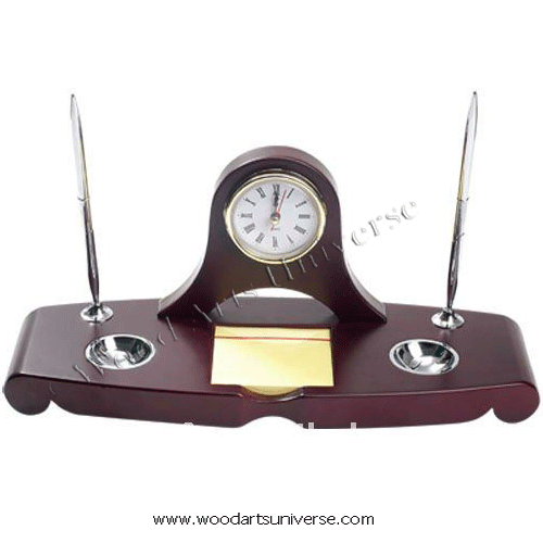 Double Pen Stand with Clock WASCB0089
