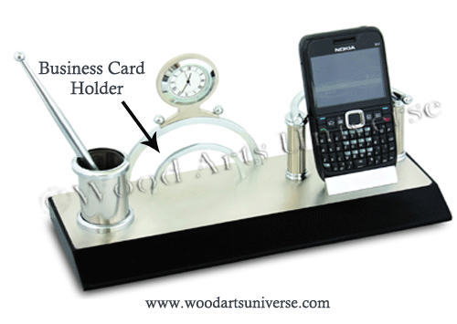 Desktop Organizer with Two arched loops Business Card Holder and Cell Phone Holder WAMI372