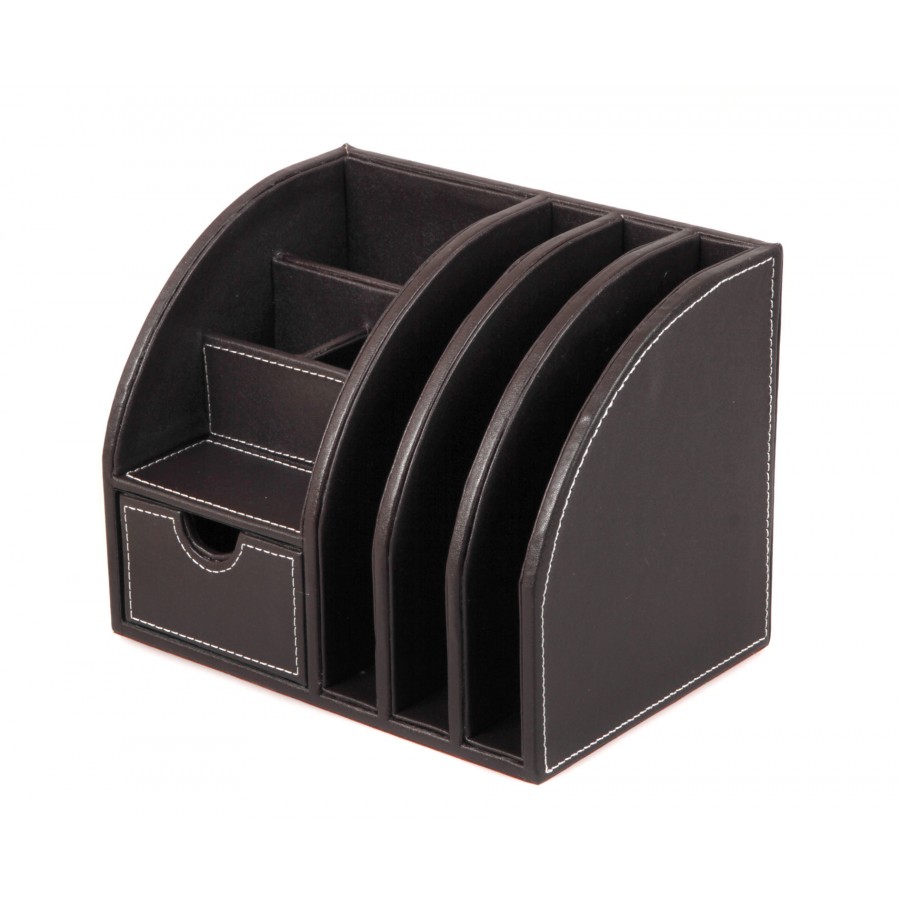 Brown Leather Desk Organizer WAUCUST103012