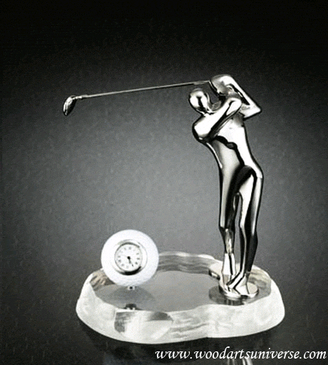 Golf Ball Clock With an Elegant Golf Statue WAUSGCM18100