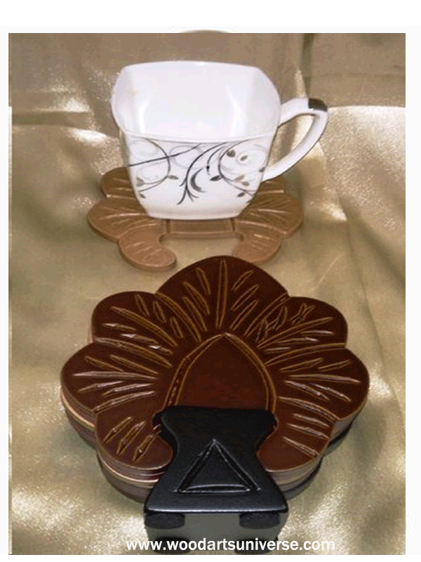 Leaf Shaped Wooden Coasters - Home Decor - Bar Accessory - Set of 4 Leaf Shaped Coasters