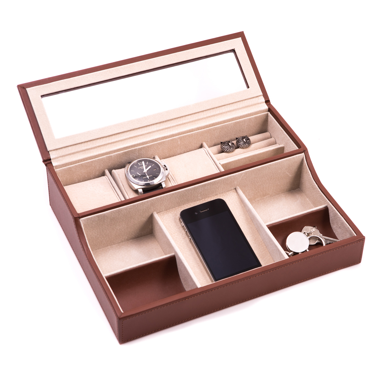 Personalized Brown Leather Men's Valet   WAUCUST949310