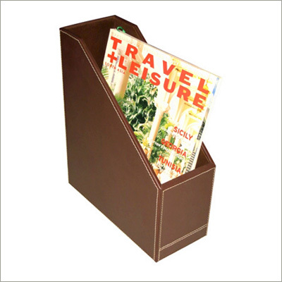 Chocolate Brown Leather Magazine Rack