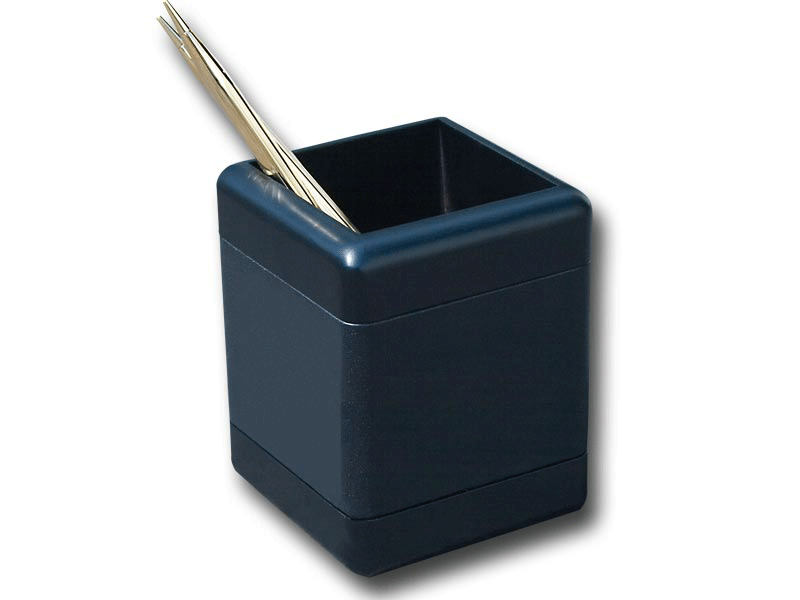 Black Top Grain Leather Pencil Cup
