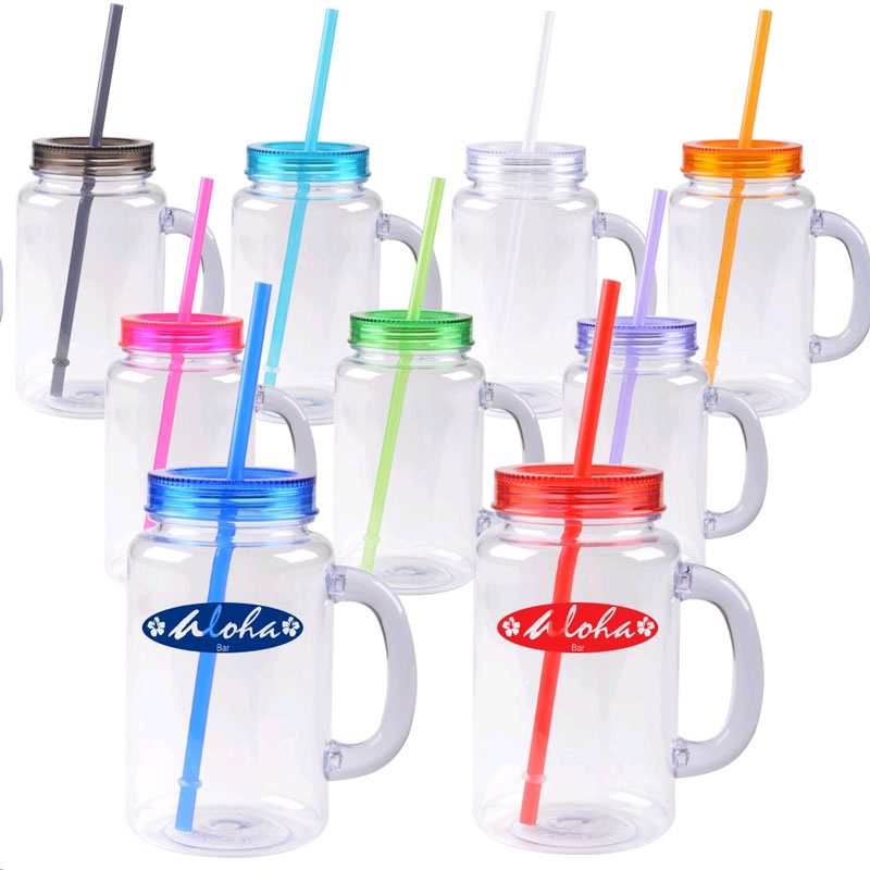 Promotional 20 oz. Mason Jar / Drinking Jar with Handle - BPA Free - WAUCUST20JAR