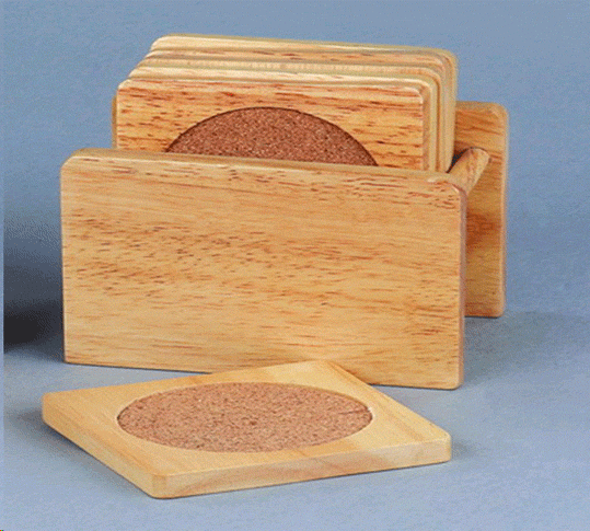 Square Wooden Drink Coasters  6 Pieces WAUCUST6C2004