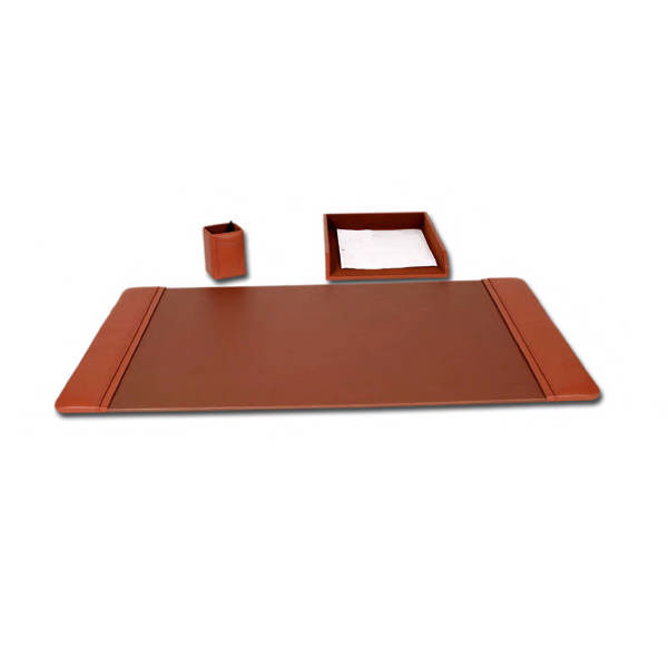 Tan Brown Leather 3 Piece Desk Set  WAUDLED4037