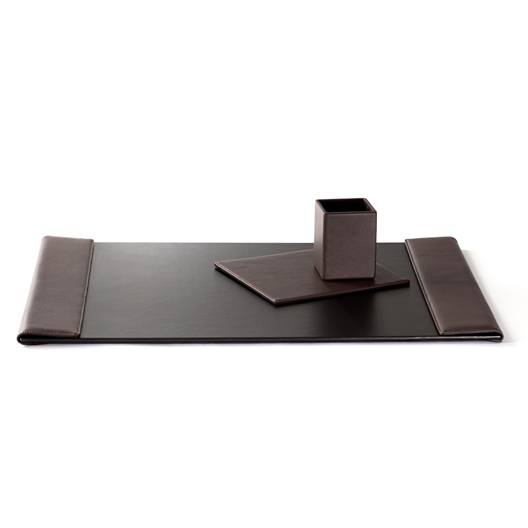 Black Leather 3 PC Desk Set  WAUCUST6300