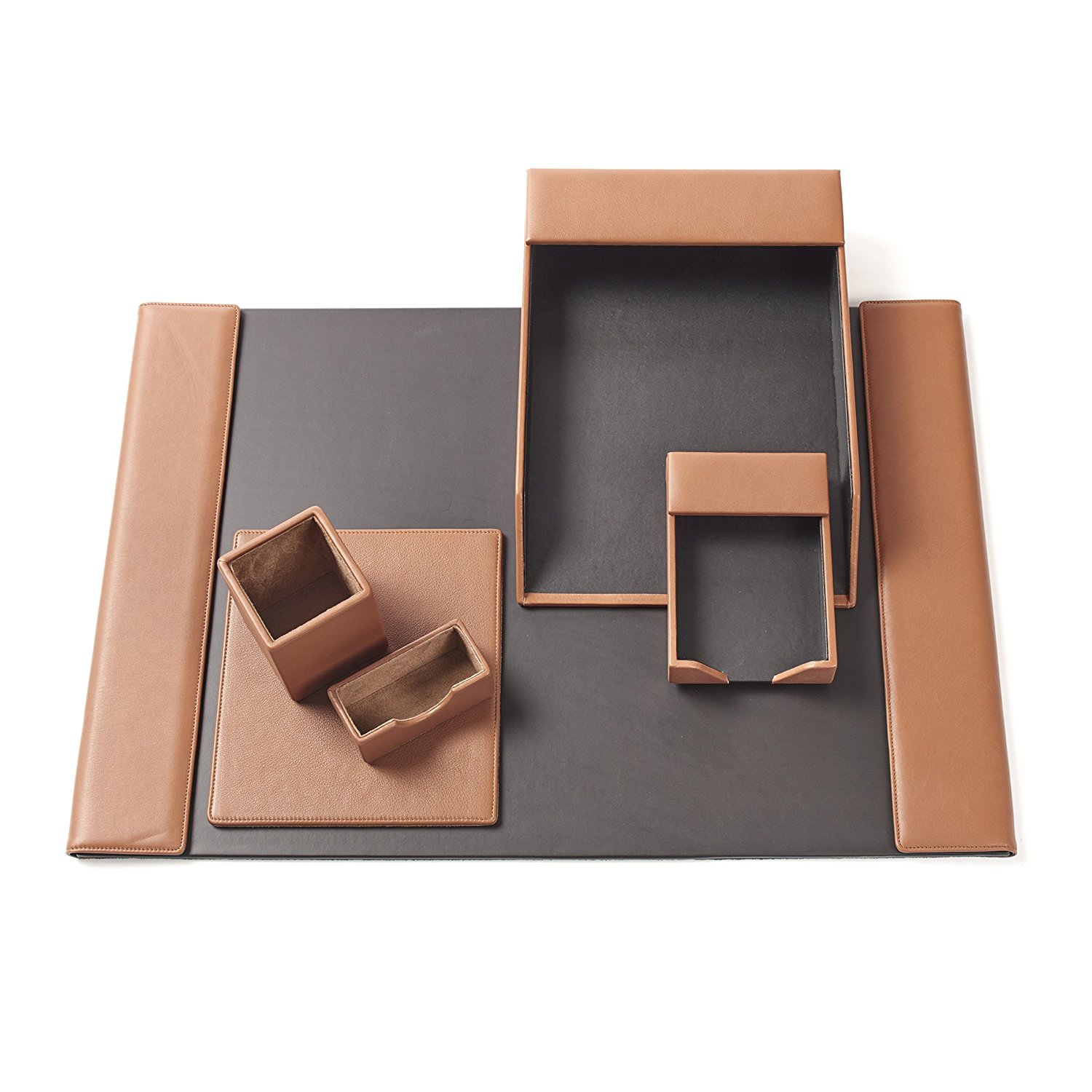 Cognac Brown Leather Desk Set - 6 Piece  WAU62Cog