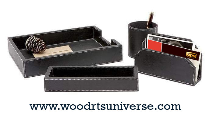 Leather Desk Accessories WAUCUST62BROWNSET
